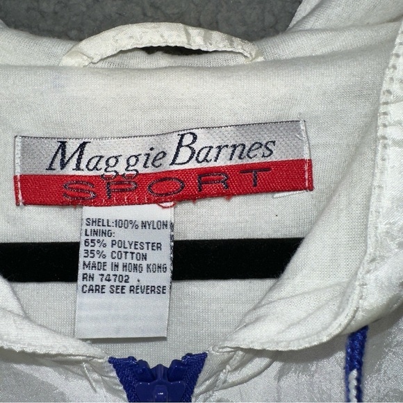 Maggie Barnes Jacket Womens XL 1X White Nylon Vintage Sun Hoodie Windbreaker - Picture 2 of 9